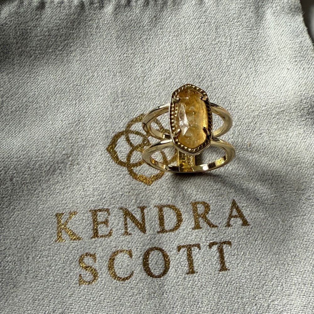 *SOLD* Kendra Scott Elyse Citrine-Color Double-Band Ring size 7-7.5